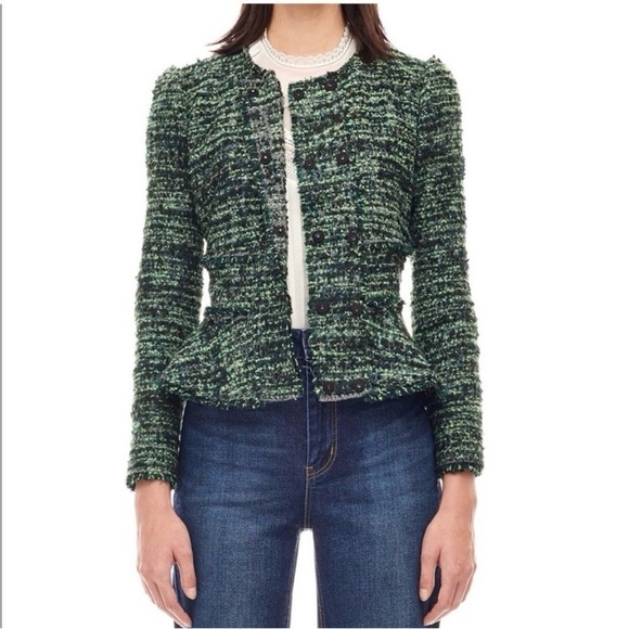 Rebecca Taylor Jackets & Blazers - Rebecca Taylor Bouclé Tweed Peplum Jacket – Green Multi – Size 4